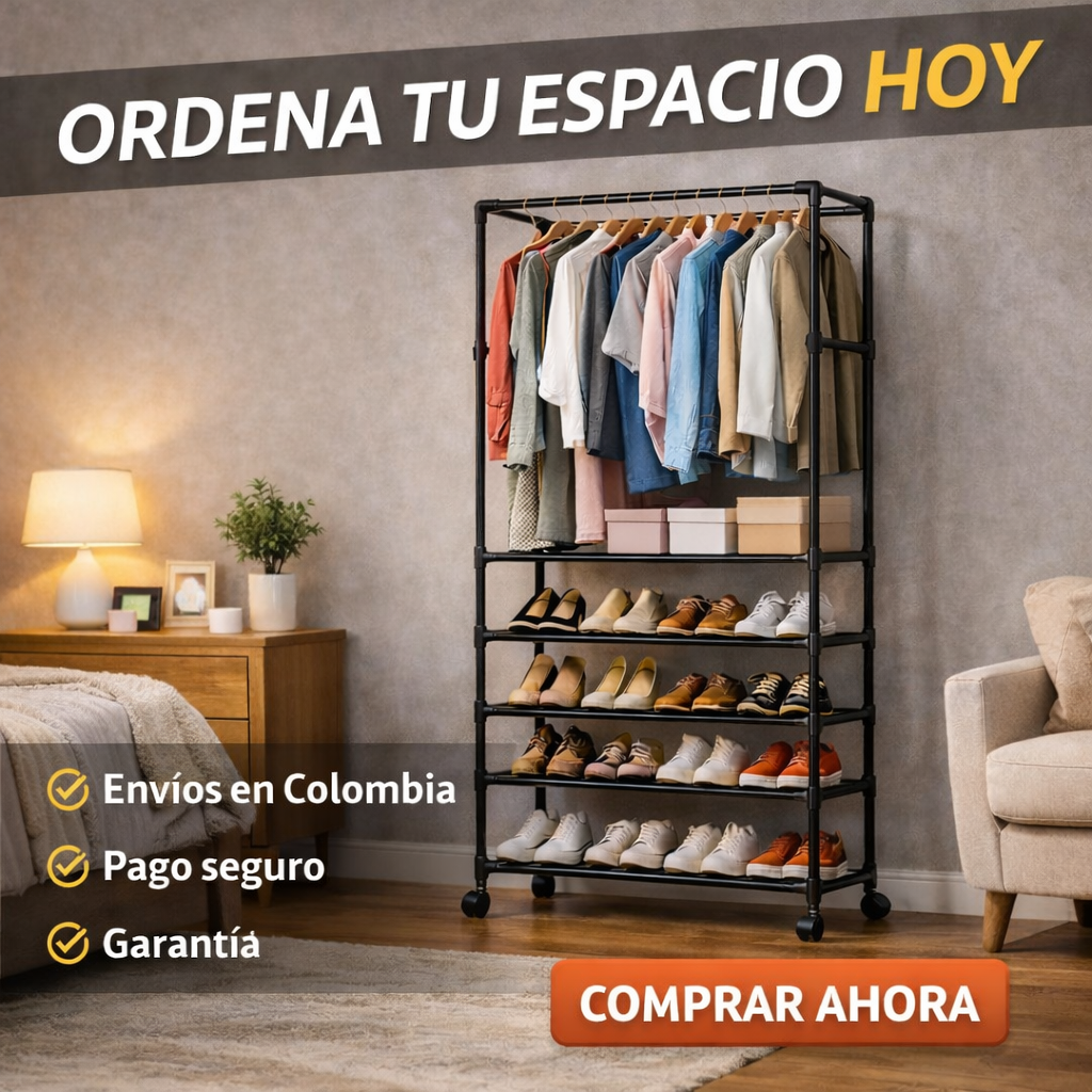 Tu cuarto no es pequeño, solo le falta una solución inteligente de organización - Perchero Zapatero De 4 Niveles