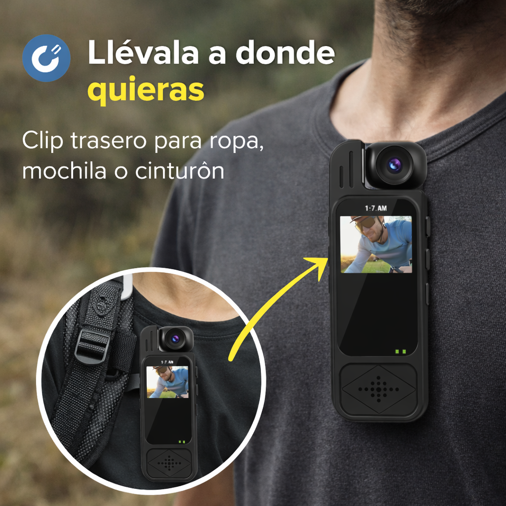 Graba cada momento sin usar las manos - grabadora backflip