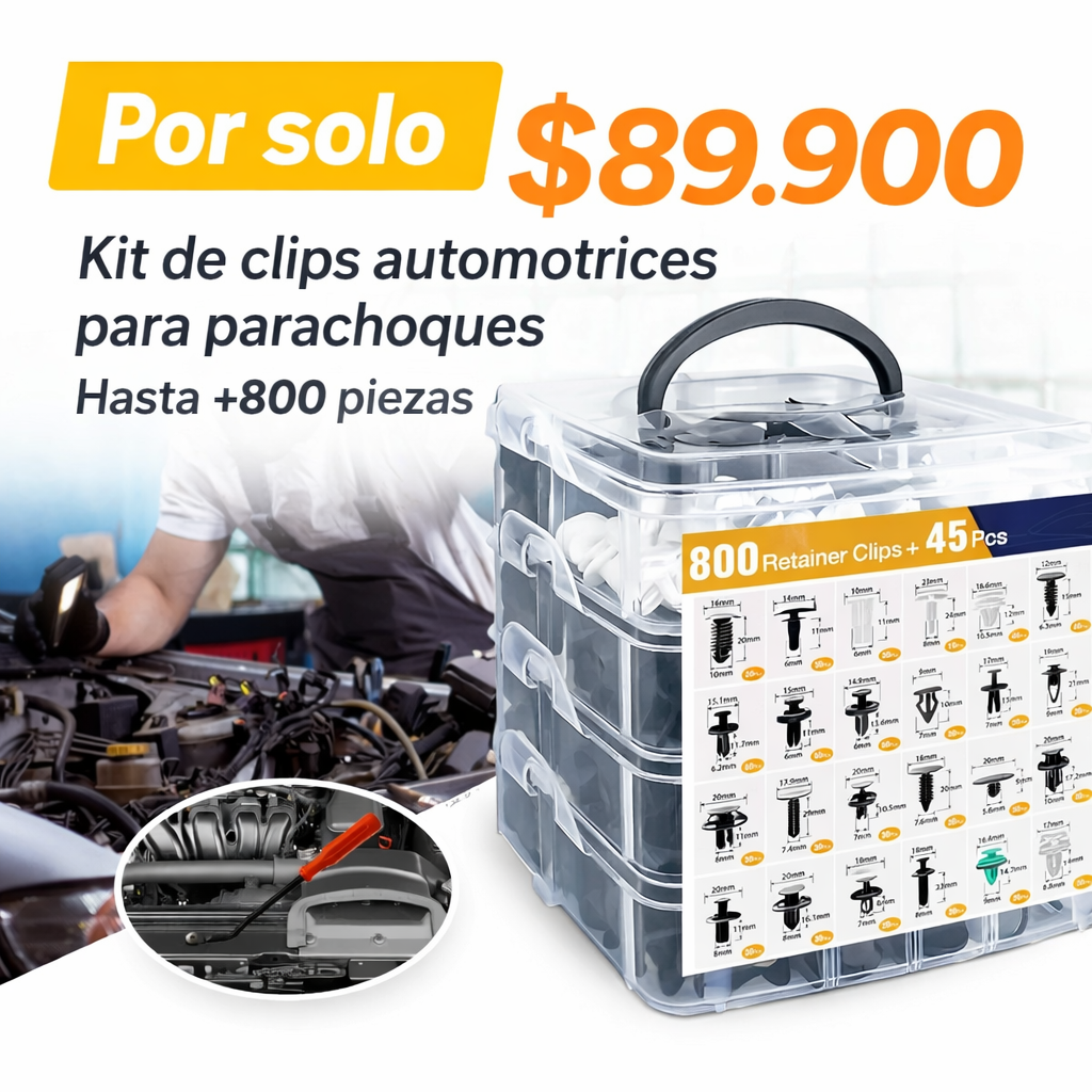 Más de 800 clips para cualquier reparación - KIT PARA PARACHOQUE 800 PIEZAS