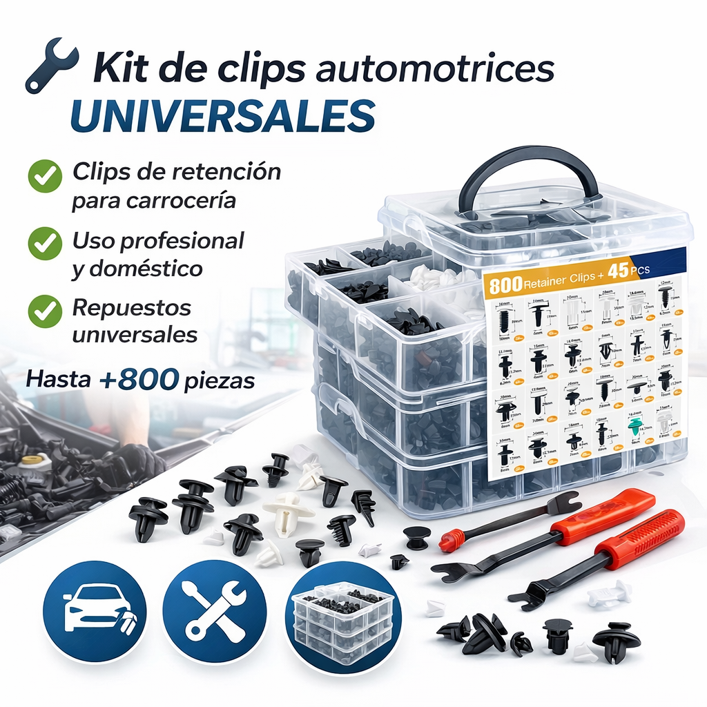 Más de 800 clips para cualquier reparación - KIT PARA PARACHOQUE 800 PIEZAS
