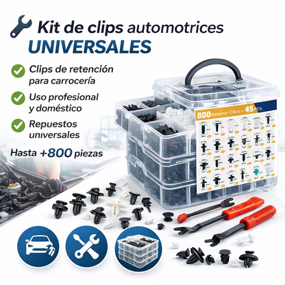 Más de 800 clips para cualquier reparación - KIT PARA PARACHOQUE 800 PIEZAS