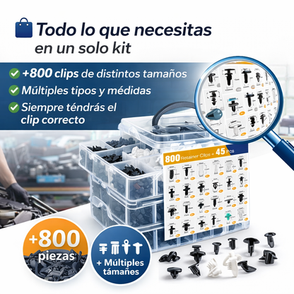 Más de 800 clips para cualquier reparación - KIT PARA PARACHOQUE 800 PIEZAS