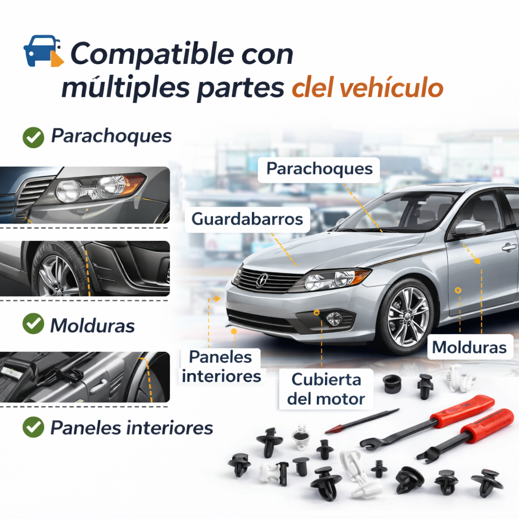 Más de 800 clips para cualquier reparación - KIT PARA PARACHOQUE 800 PIEZAS