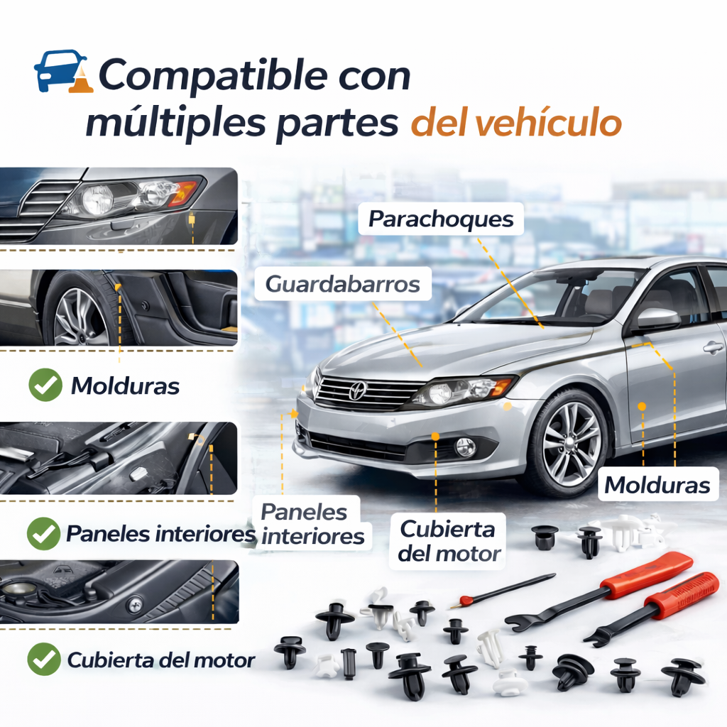 Más de 800 clips para cualquier reparación - KIT PARA PARACHOQUE 800 PIEZAS