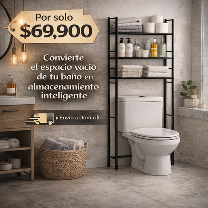 El espacio que tu baño estaba esperando - Organizador de Baño Sobre Inodoro De 3 Niveles
