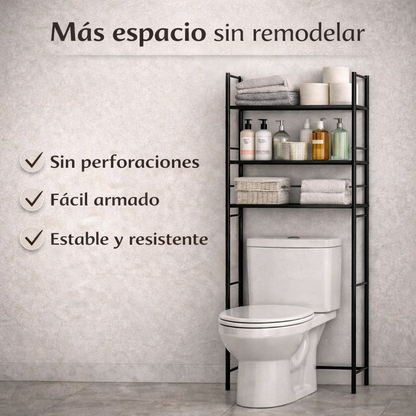 El espacio que tu baño estaba esperando - Organizador de Baño Sobre Inodoro De 3 Niveles