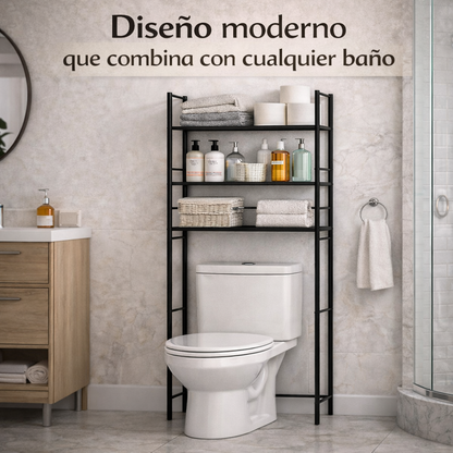 El espacio que tu baño estaba esperando - Organizador de Baño Sobre Inodoro De 3 Niveles