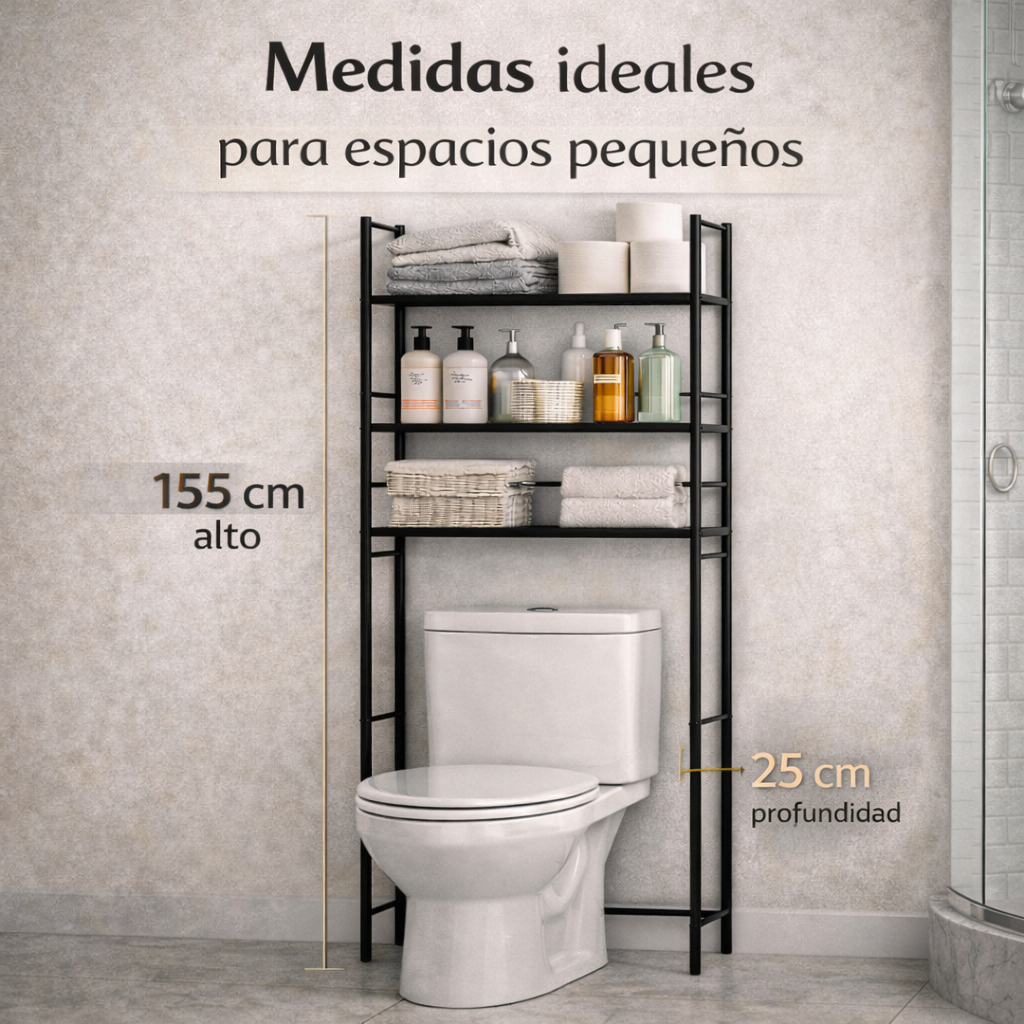 El espacio que tu baño estaba esperando - Organizador de Baño Sobre Inodoro De 3 Niveles