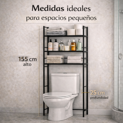 El espacio que tu baño estaba esperando - Organizador de Baño Sobre Inodoro De 3 Niveles