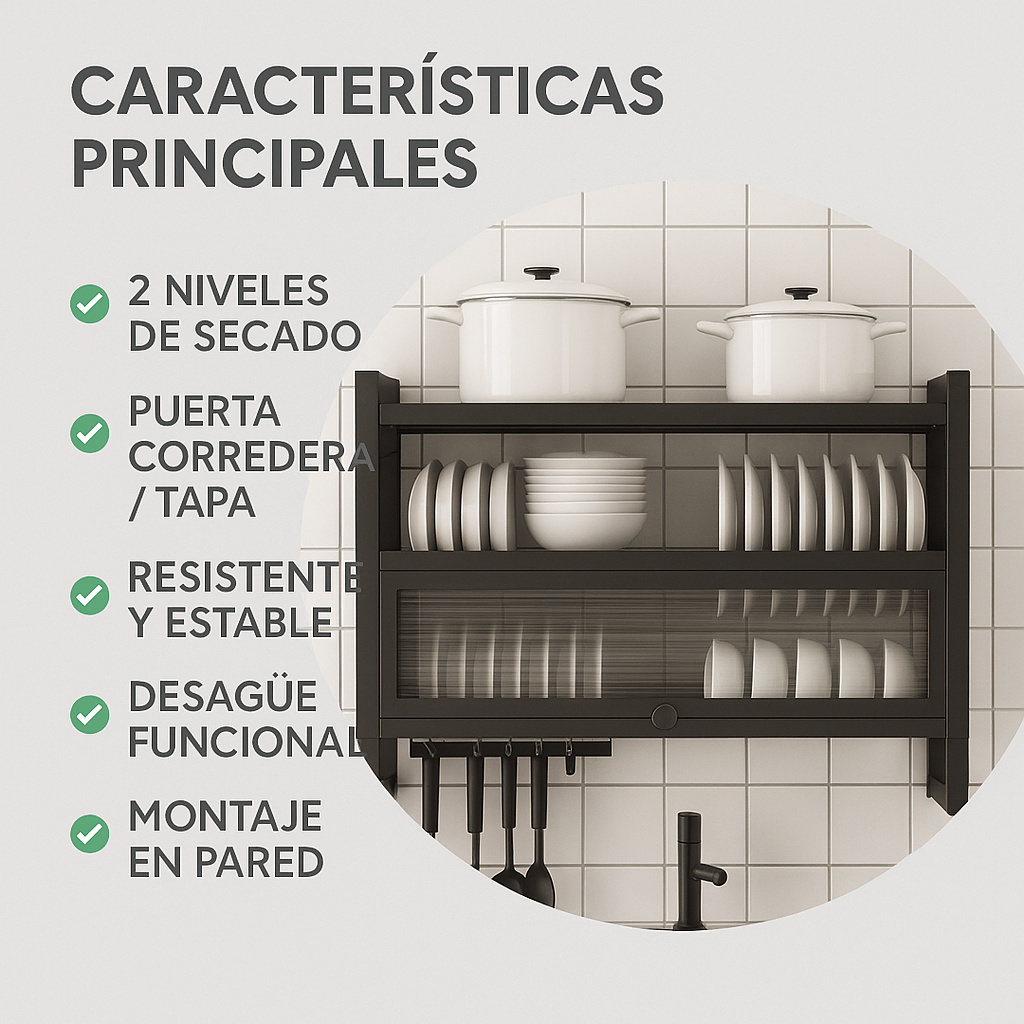 El escurridor que tu cocina estaba esperando - ESCURRIDOR DE PLATOS 2 NIVELES