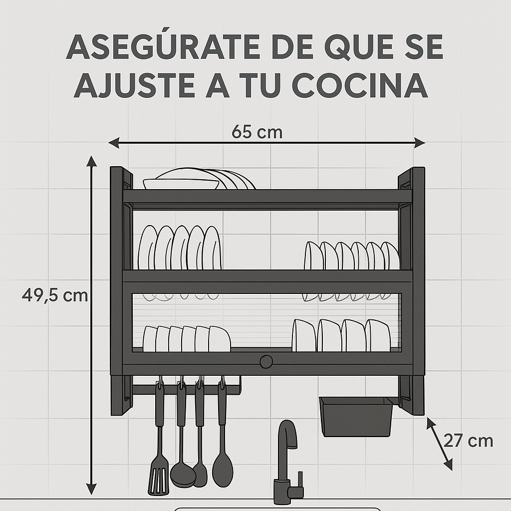 El escurridor que tu cocina estaba esperando - ESCURRIDOR DE PLATOS 2 NIVELES