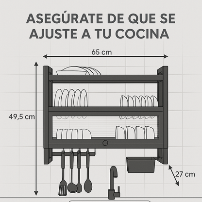 El escurridor que tu cocina estaba esperando - ESCURRIDOR DE PLATOS 2 NIVELES
