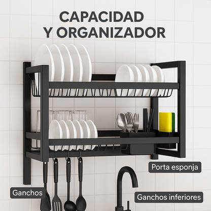 El escurridor que tu cocina estaba esperando - ESCURRIDOR DE PLATOS 2 NIVELES