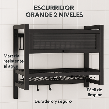 El escurridor que tu cocina estaba esperando - ESCURRIDOR DE PLATOS 2 NIVELES