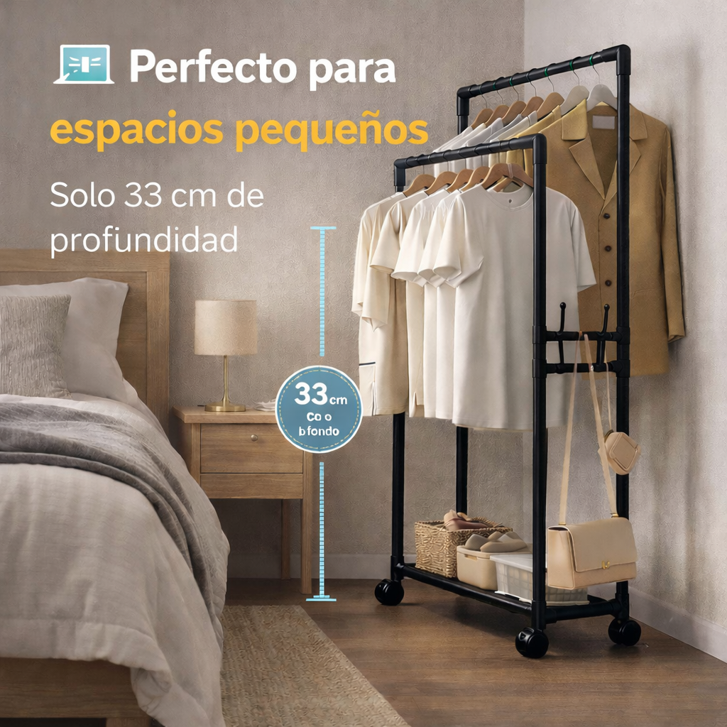 Una solución inteligente para organizar ropa en espacios pequeños - Perchero Zapatero De 3 Niveles