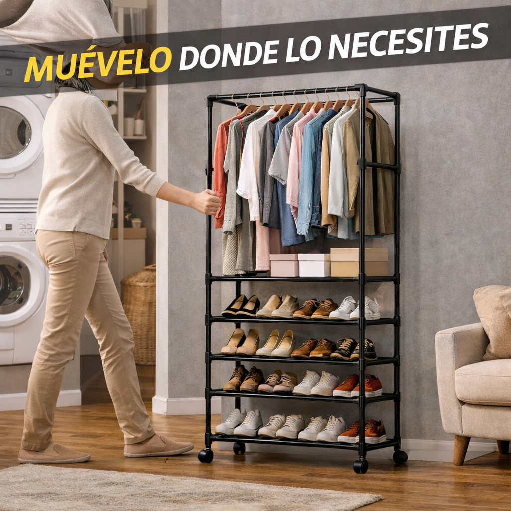 Tu cuarto no es pequeño, solo le falta una solución inteligente de organización - Perchero Zapatero De 4 Niveles