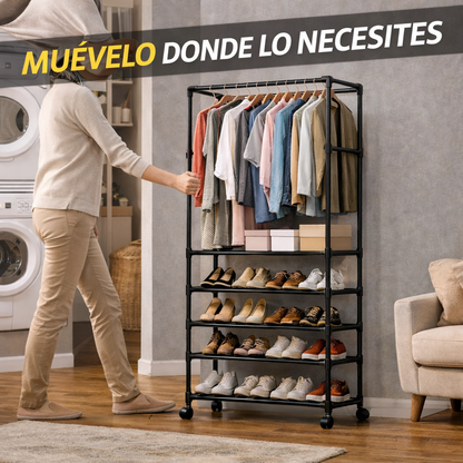 Tu cuarto no es pequeño, solo le falta una solución inteligente de organización - Perchero Zapatero De 4 Niveles