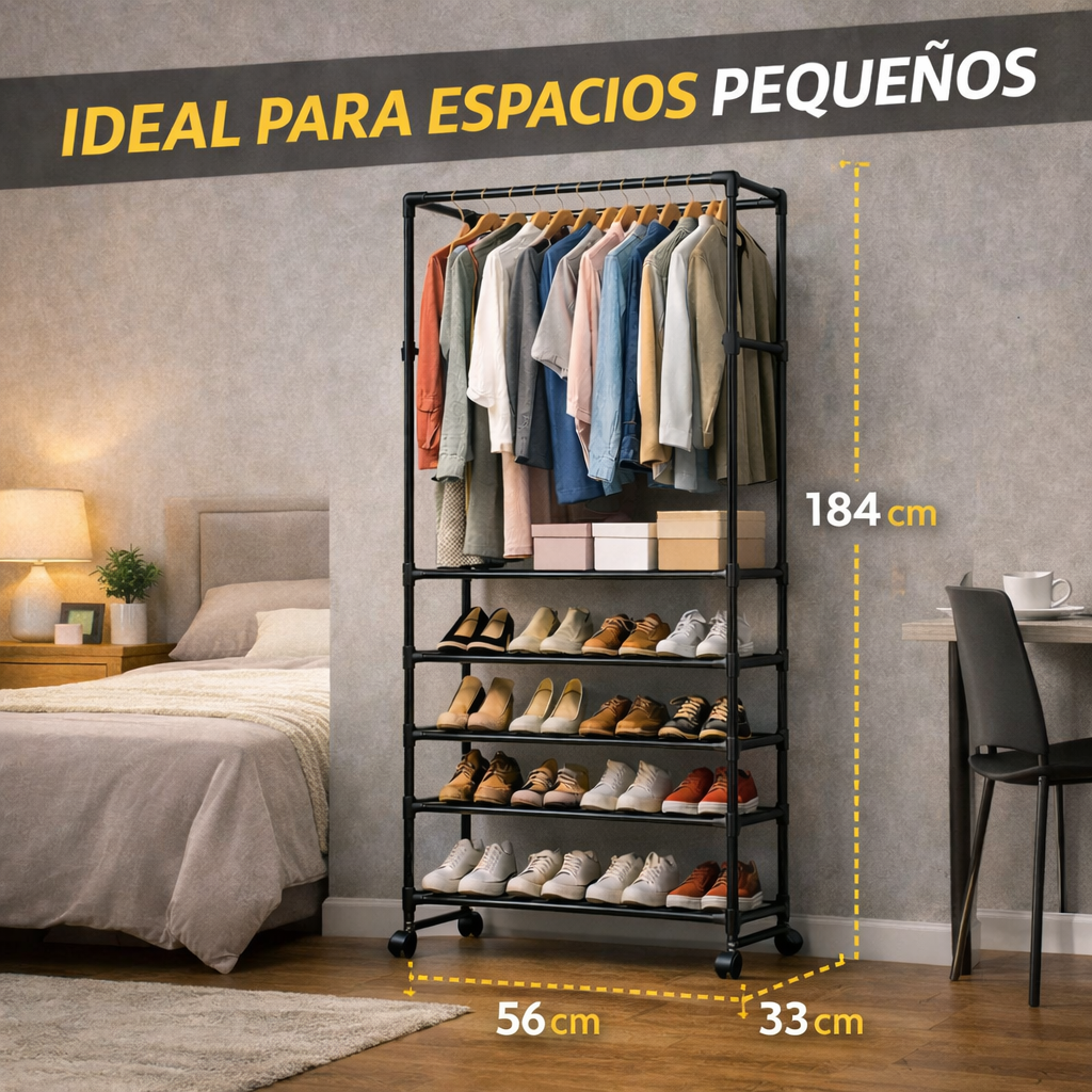 Tu cuarto no es pequeño, solo le falta una solución inteligente de organización - Perchero Zapatero De 4 Niveles