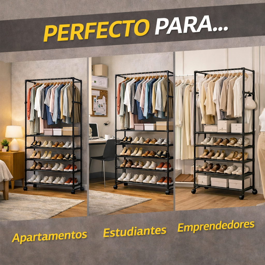 Tu cuarto no es pequeño, solo le falta una solución inteligente de organización - Perchero Zapatero De 4 Niveles