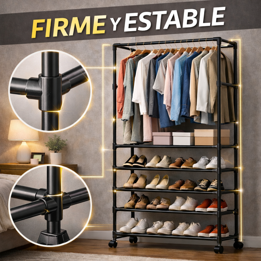 Tu cuarto no es pequeño, solo le falta una solución inteligente de organización - Perchero Zapatero De 4 Niveles
