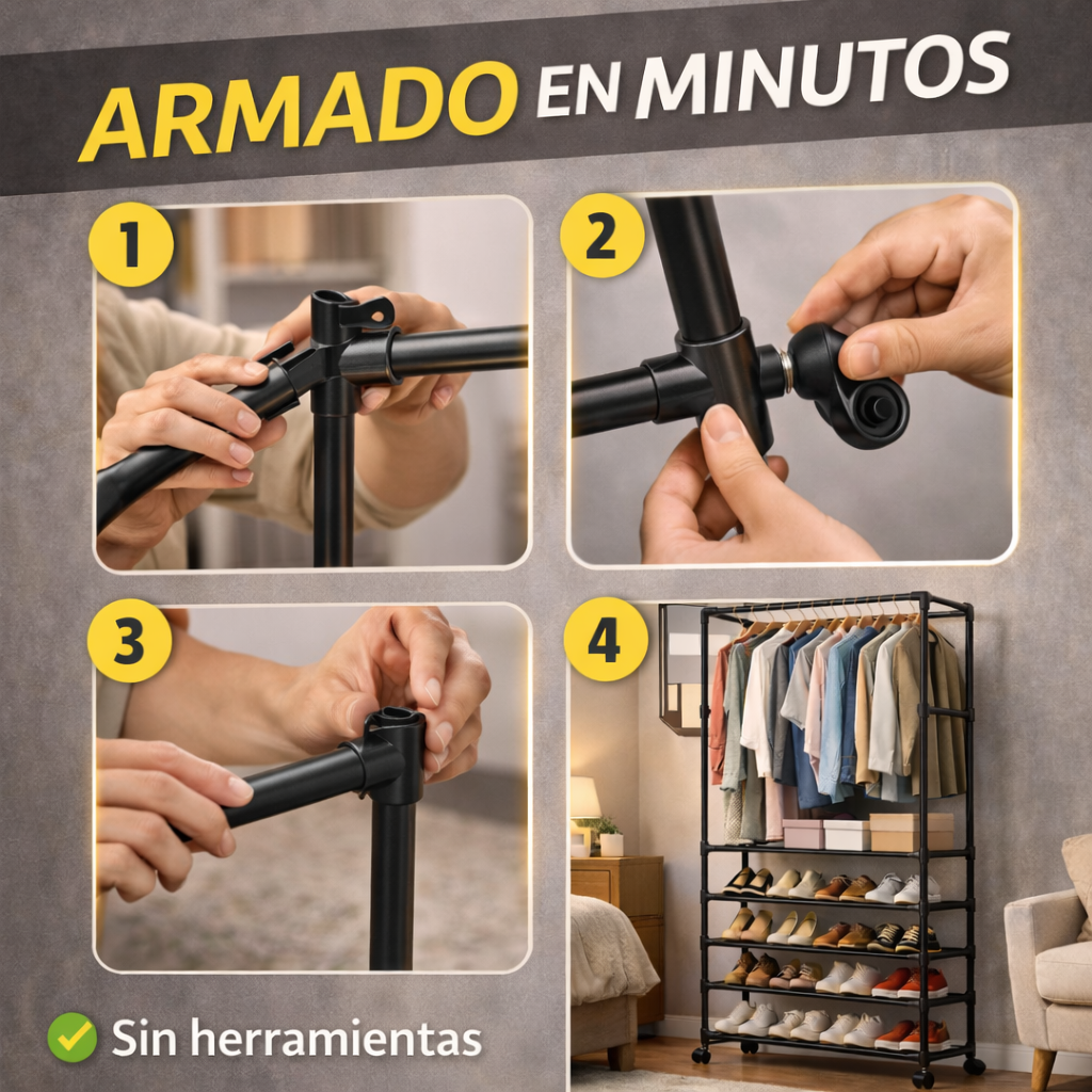 Tu cuarto no es pequeño, solo le falta una solución inteligente de organización - Perchero Zapatero De 4 Niveles