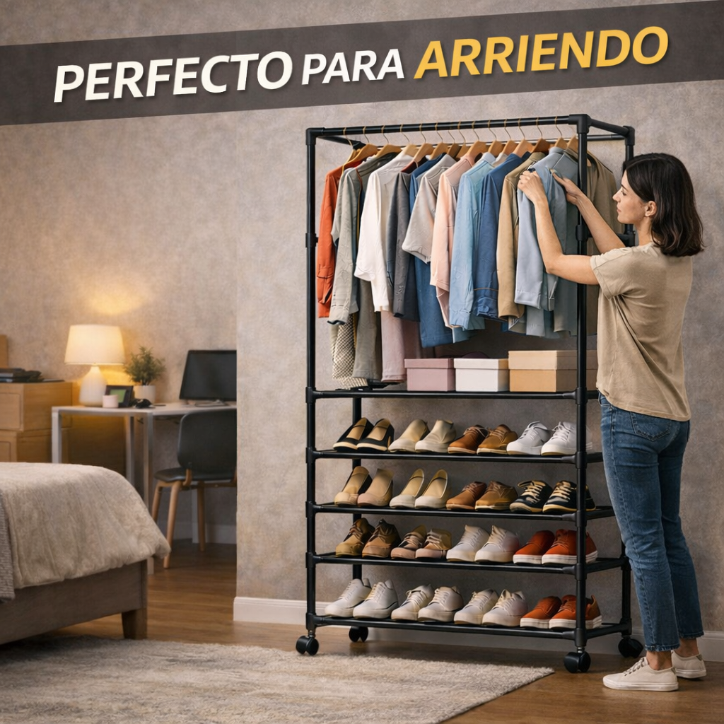 Tu cuarto no es pequeño, solo le falta una solución inteligente de organización - Perchero Zapatero De 4 Niveles