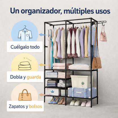 Arma, organiza y disfruta un cuarto más ordenado en minutos - Closet Organizador 3 en 1