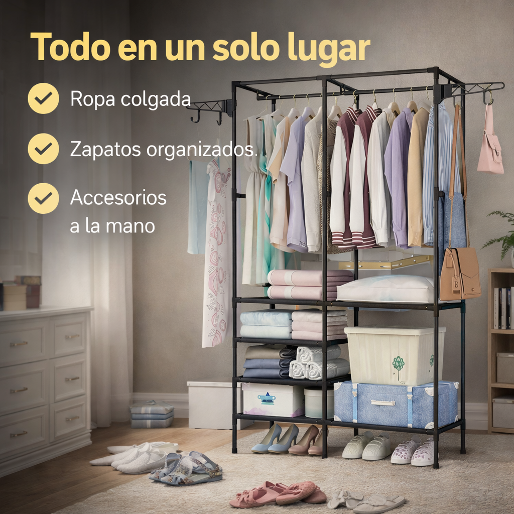 Arma, organiza y disfruta un cuarto más ordenado en minutos - Closet Organizador 3 en 1