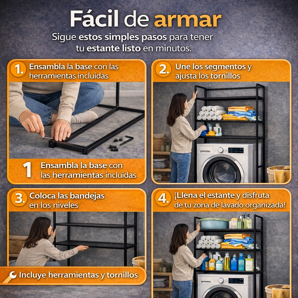 El secreto para una zona de lavado siempre organizada - Rack De Lavadora