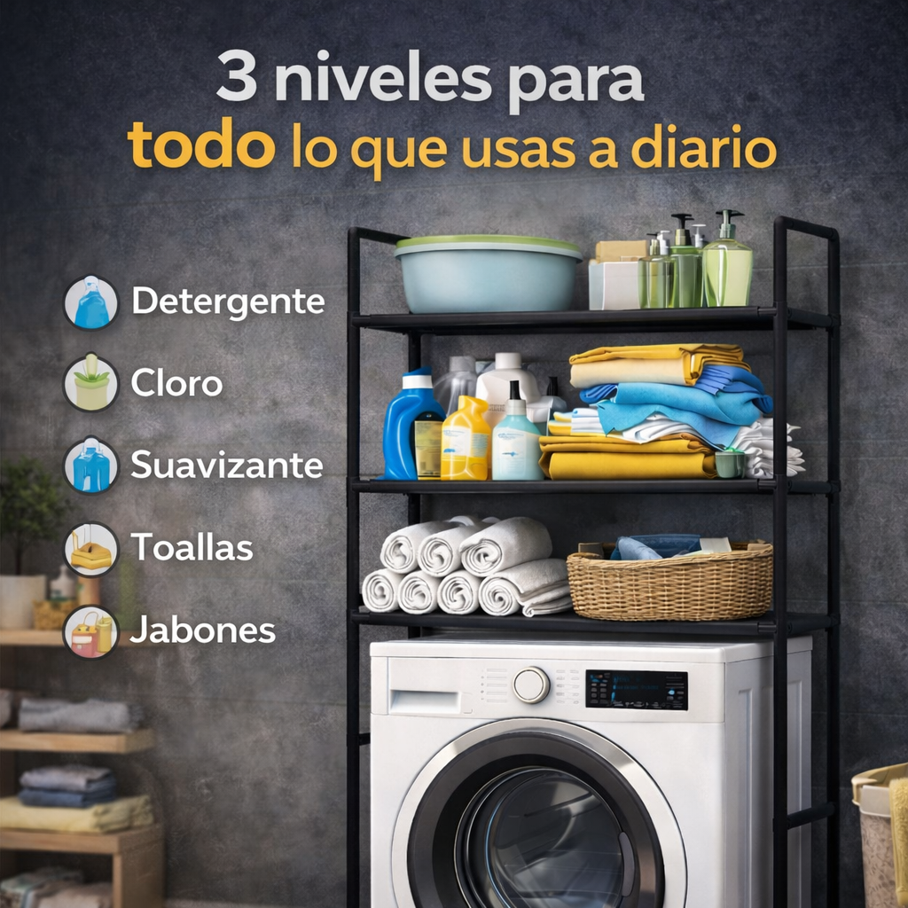 El secreto para una zona de lavado siempre organizada - Rack De Lavadora