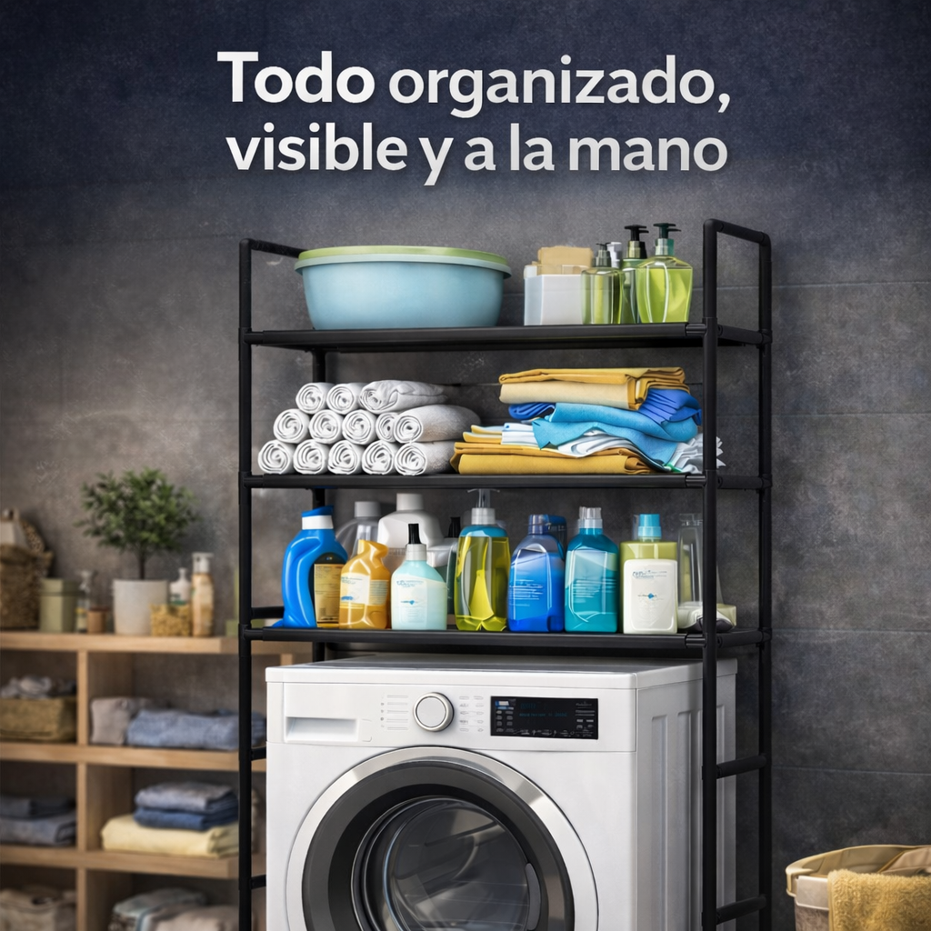 El secreto para una zona de lavado siempre organizada - Rack De Lavadora