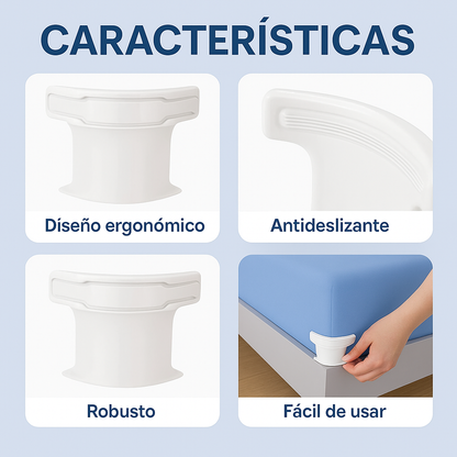 Clips Sujetadores de Sábanas Ajustables – Set x4 – ¡Evita Que Se Suelten!
