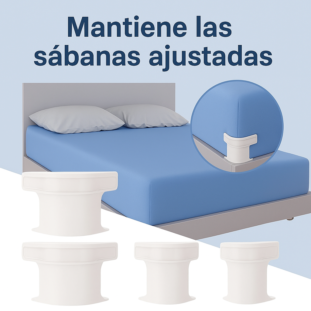 Clips Sujetadores de Sábanas Ajustables – Set x4 – ¡Evita Que Se Suelten!