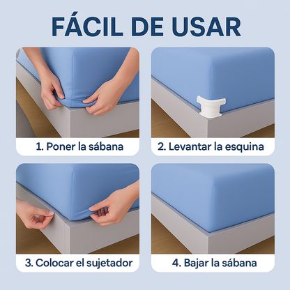 Clips Sujetadores de Sábanas Ajustables – Set x4 – ¡Evita Que Se Suelten!