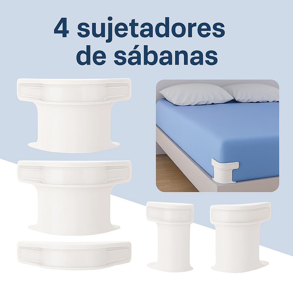 Clips Sujetadores de Sábanas Ajustables – Set x4 – ¡Evita Que Se Suelten!
