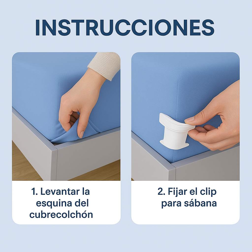 Clips Sujetadores de Sábanas Ajustables – Set x4 – ¡Evita Que Se Suelten!