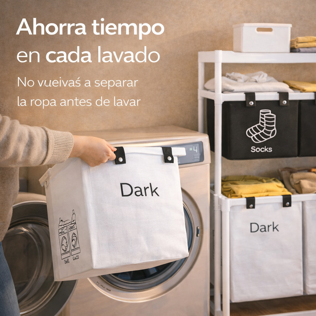 El caos de la lavandería tiene solución - Cesta Organizadora Para Ropa Sucia