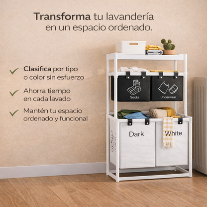 El caos de la lavandería tiene solución - Cesta Organizadora Para Ropa Sucia