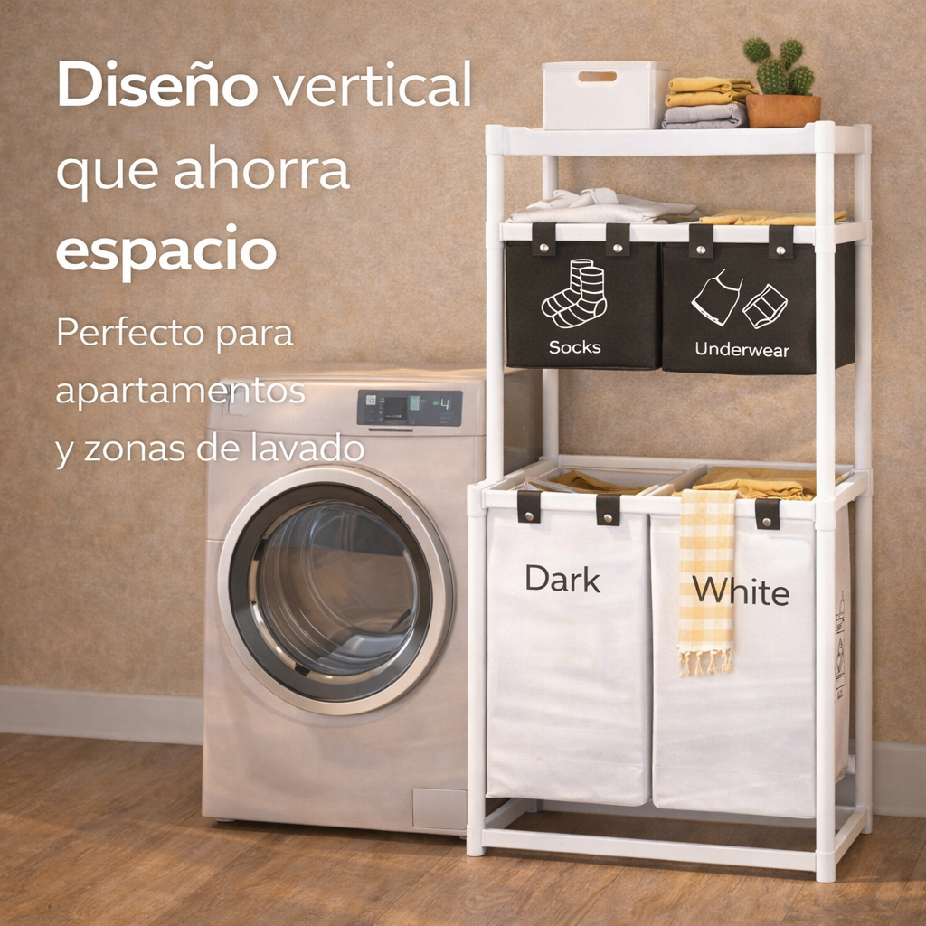 El caos de la lavandería tiene solución - Cesta Organizadora Para Ropa Sucia