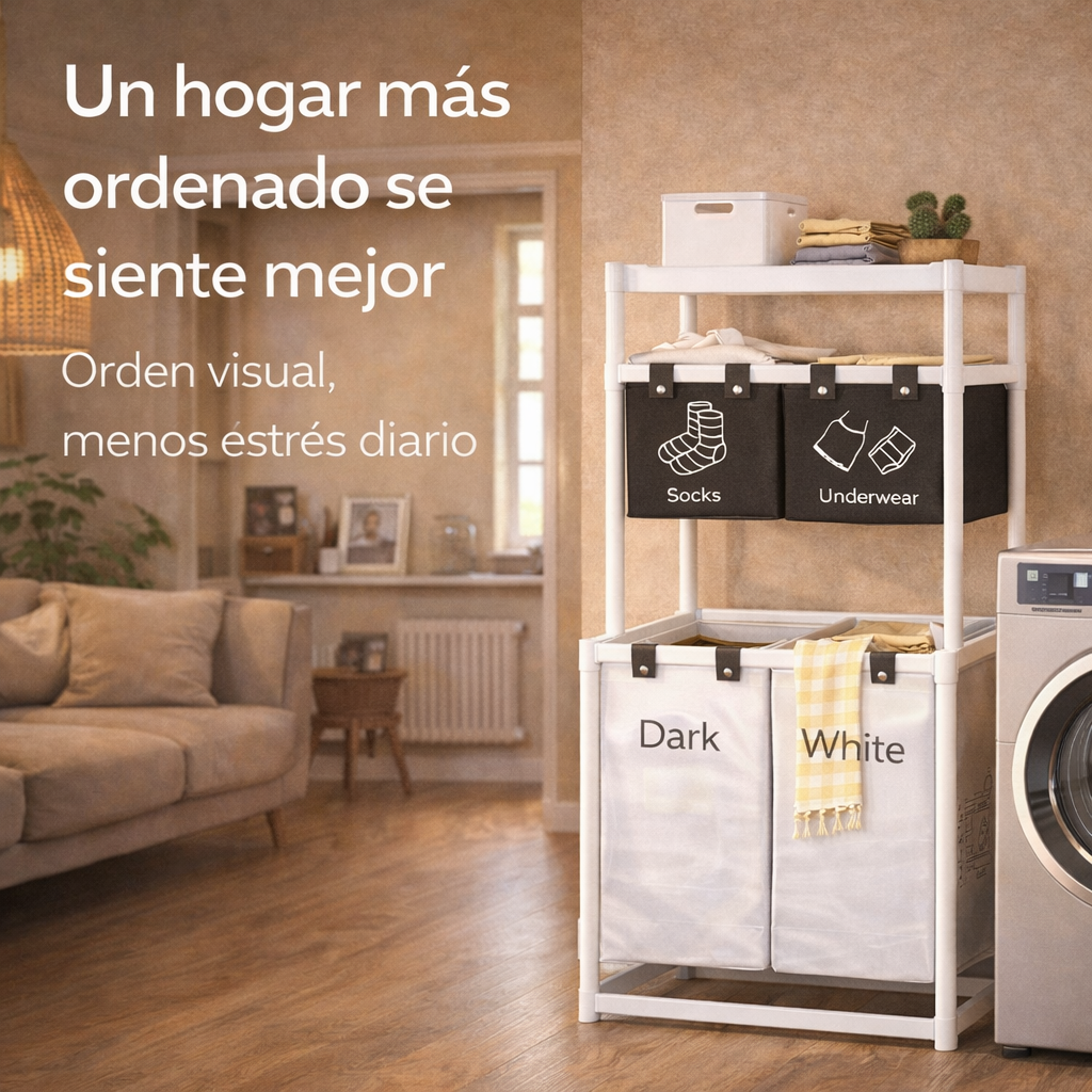El caos de la lavandería tiene solución - Cesta Organizadora Para Ropa Sucia
