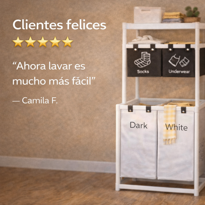 El caos de la lavandería tiene solución - Cesta Organizadora Para Ropa Sucia
