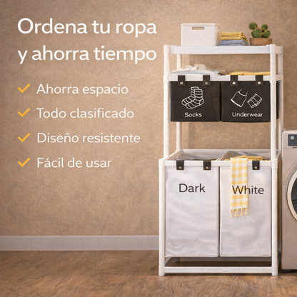 El caos de la lavandería tiene solución - Cesta Organizadora Para Ropa Sucia