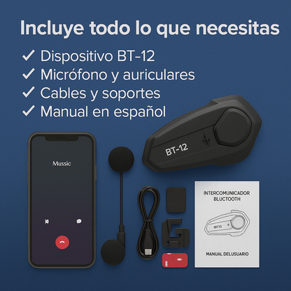 Intercomunicador BT-12: Conecta, Comunica y Disfruta Cada Viaje - INTERCOMUNICADOR BT12
