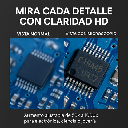 Aumenta hasta 1000x y observa con precisión profesional - MICROSCOPIO CELULAR.