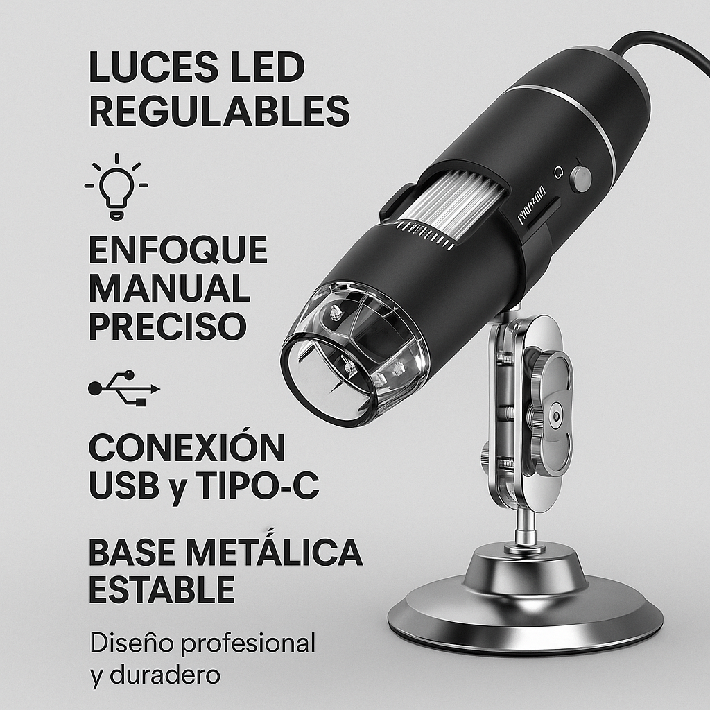 Aumenta hasta 1000x y observa con precisión profesional - MICROSCOPIO CELULAR.