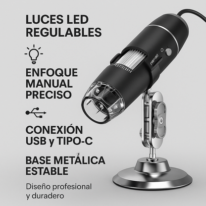 Aumenta hasta 1000x y observa con precisión profesional - MICROSCOPIO CELULAR.