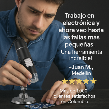 Aumenta hasta 1000x y observa con precisión profesional - MICROSCOPIO CELULAR.