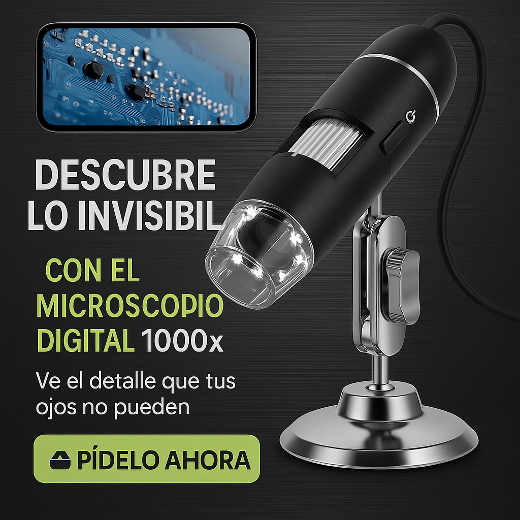 Aumenta hasta 1000x y observa con precisión profesional - MICROSCOPIO CELULAR.