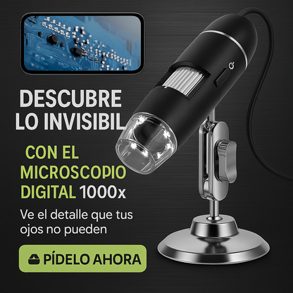 Aumenta hasta 1000x y observa con precisión profesional - MICROSCOPIO CELULAR.