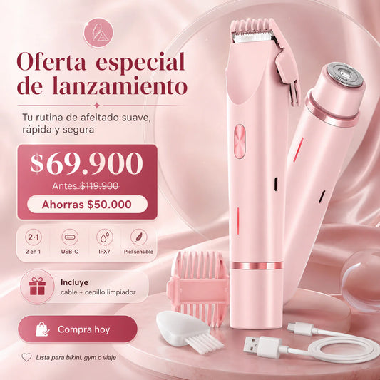 Piel suave sin rasguños, sin jalones y sin complicaciones - Afeitadora Electrica 2 en 1